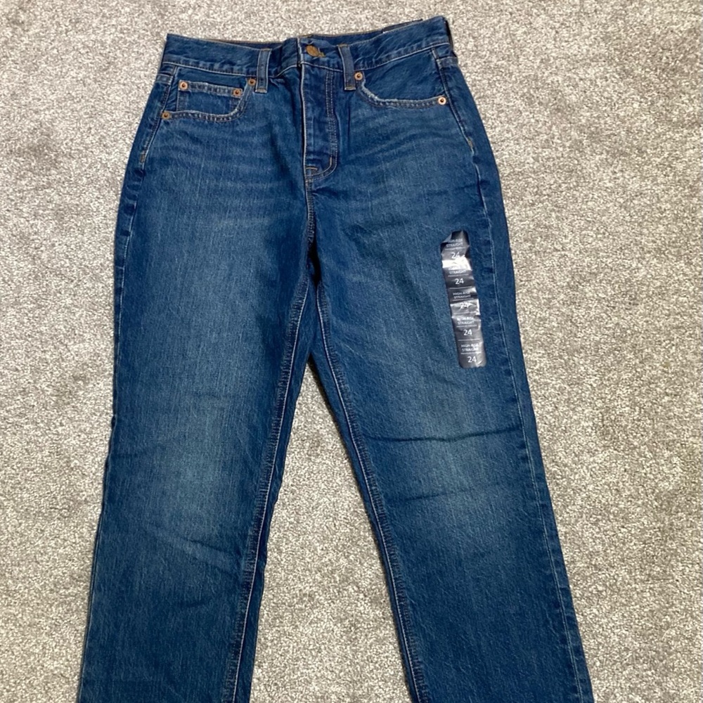 J. CREW Jeans Women’s 24 Blue Button Fly High Rise Straight Denim